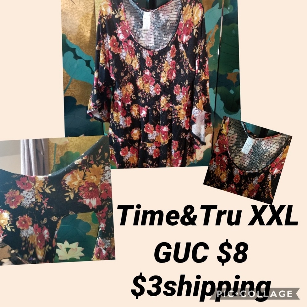 Time and Tru babydoll top bell sleeve